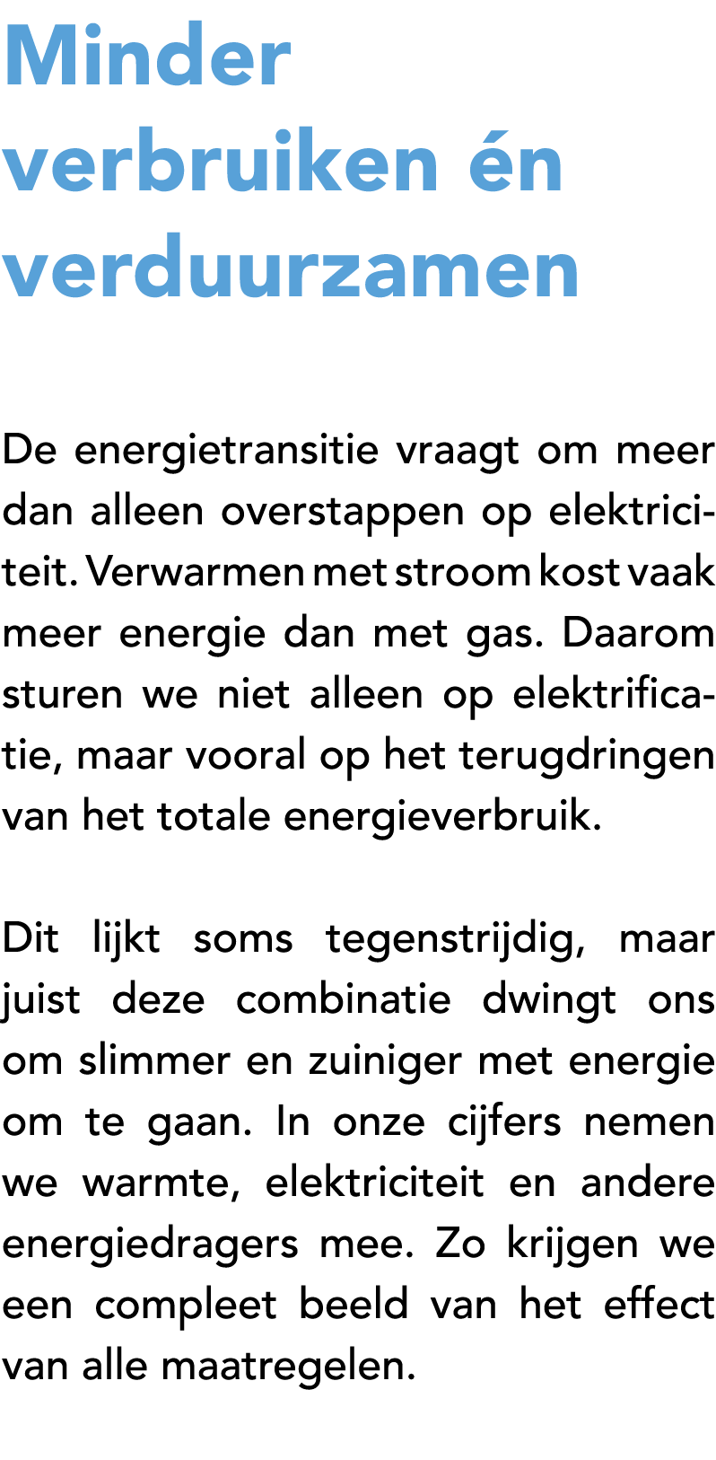 Minder verbruiken n verduurzamen De energietransitie vraagt om meer dan alleen overstappen op elektriciteit. Verwarm...